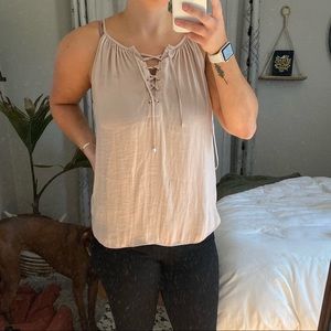 Tie front Light Pink Tank Top
